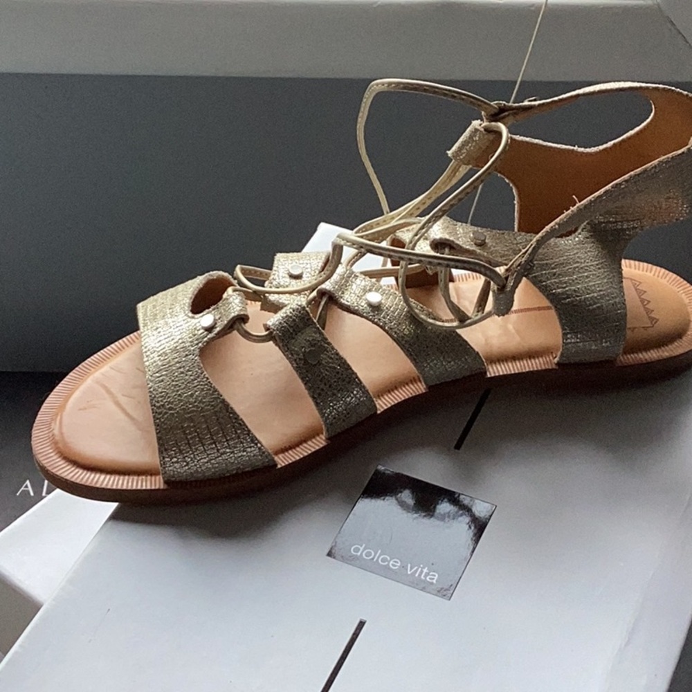 Dolce Vita Gold Sandals with Chic Straps and Comfort